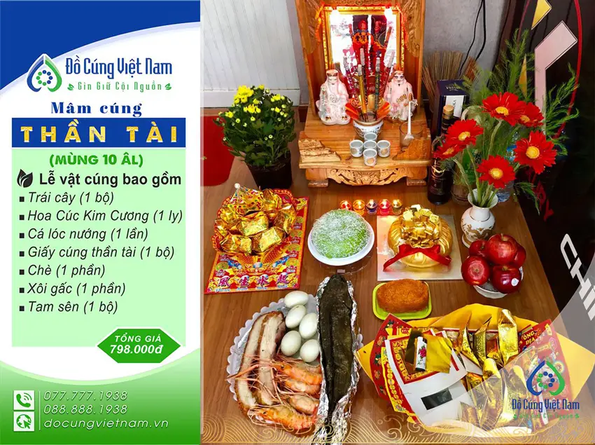 Lễ vật cúng Thần Tài Ông Địa phổ biến trang trọng