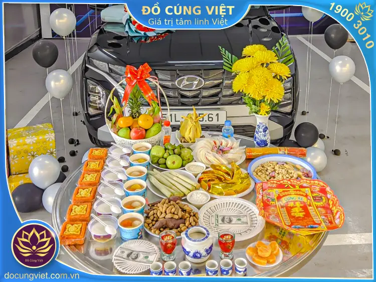 Sơ đồ bố trí bàn lễ cúng xe mới.