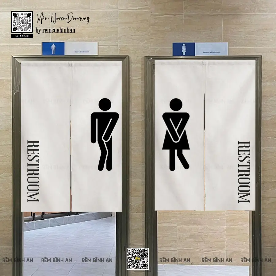 Bình phong, rèm che riêng tư cửa nhà vệ sinh.