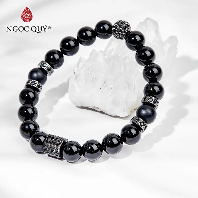 Vòng phong thủy đá quý: Thạch anh, Obsidian, Ngọc bích.