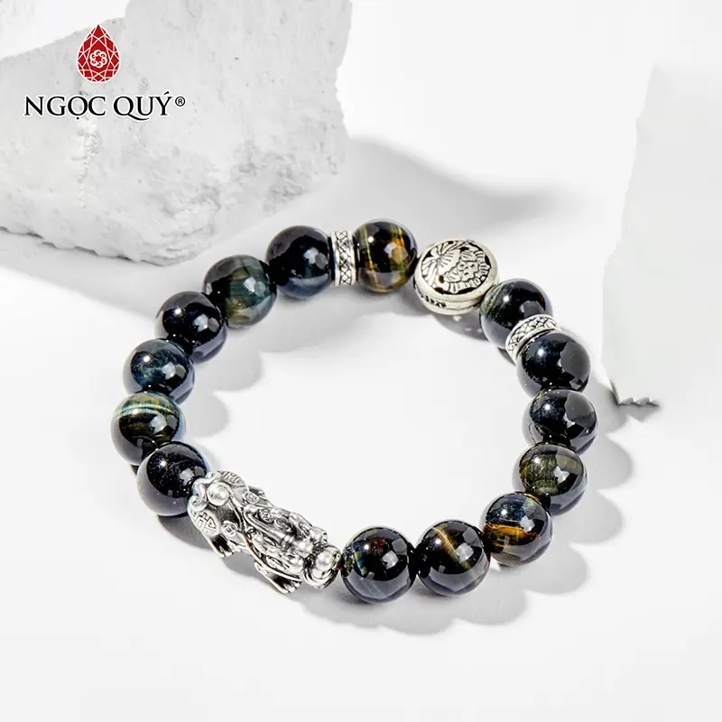 Vòng Tay Đá Obsidian Mắt Hổ Phong Thủy