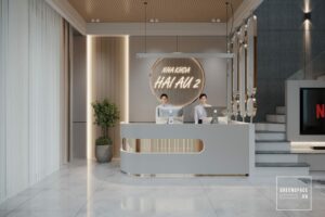 Phòng khám nha khoa hiện đại, không gian xanh.