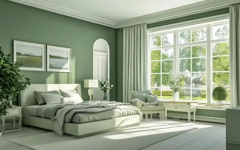 Giải Pháp Chuyên Sâu Hóa Giải Giường Ngủ Gần Nhà Vệ Sinh 7 Phòng ngủ trung tính, ánh sáng dịu, cây xanh.