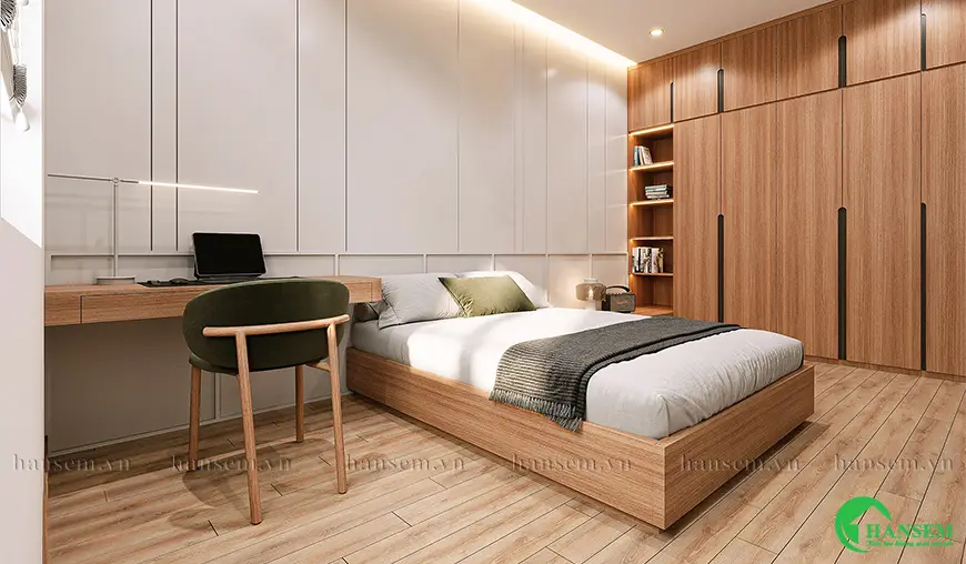 Hóa Giải Gương Trong Phòng Ngủ: Cẩm Nang Toàn Diện Từ Chuyên Gia 7 Phòng ngủ gỗ gọn gàng, ánh sáng dịu nhẹ.