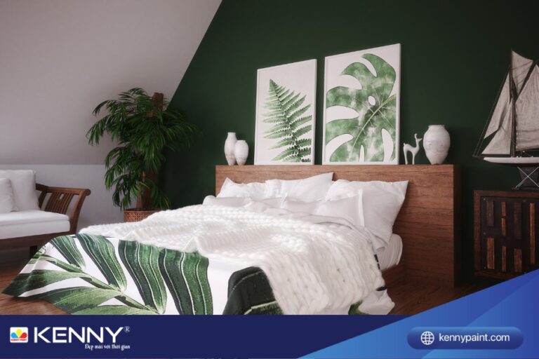 Phòng ngủ Phong thủy hài hòa, ánh sáng dịu nhẹ, cây xanh.