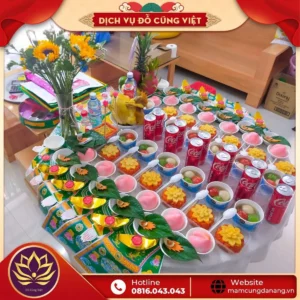 Sơ đồ sắp đặt mâm cúng thôi nôi chuẩn.