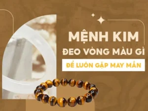 Vòng phong thủy đá quý mệnh Kim vàng nâu trắng.