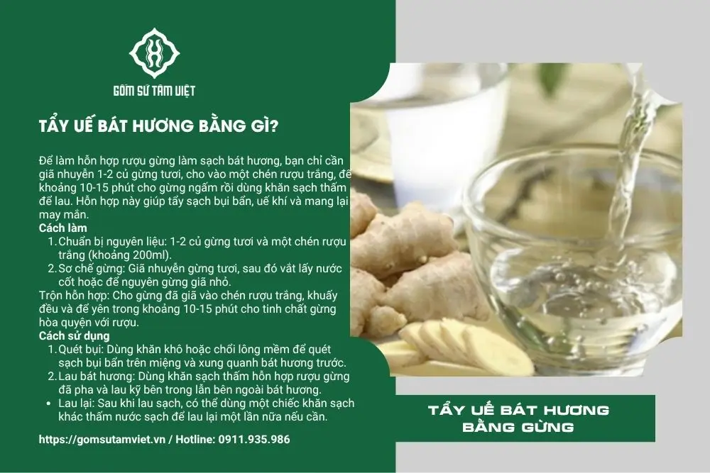 Thanh tẩy kỷ chén bằng rượu gừng