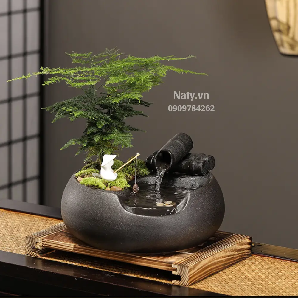 Thác Nước Phong Thủy Mini Để Bàn