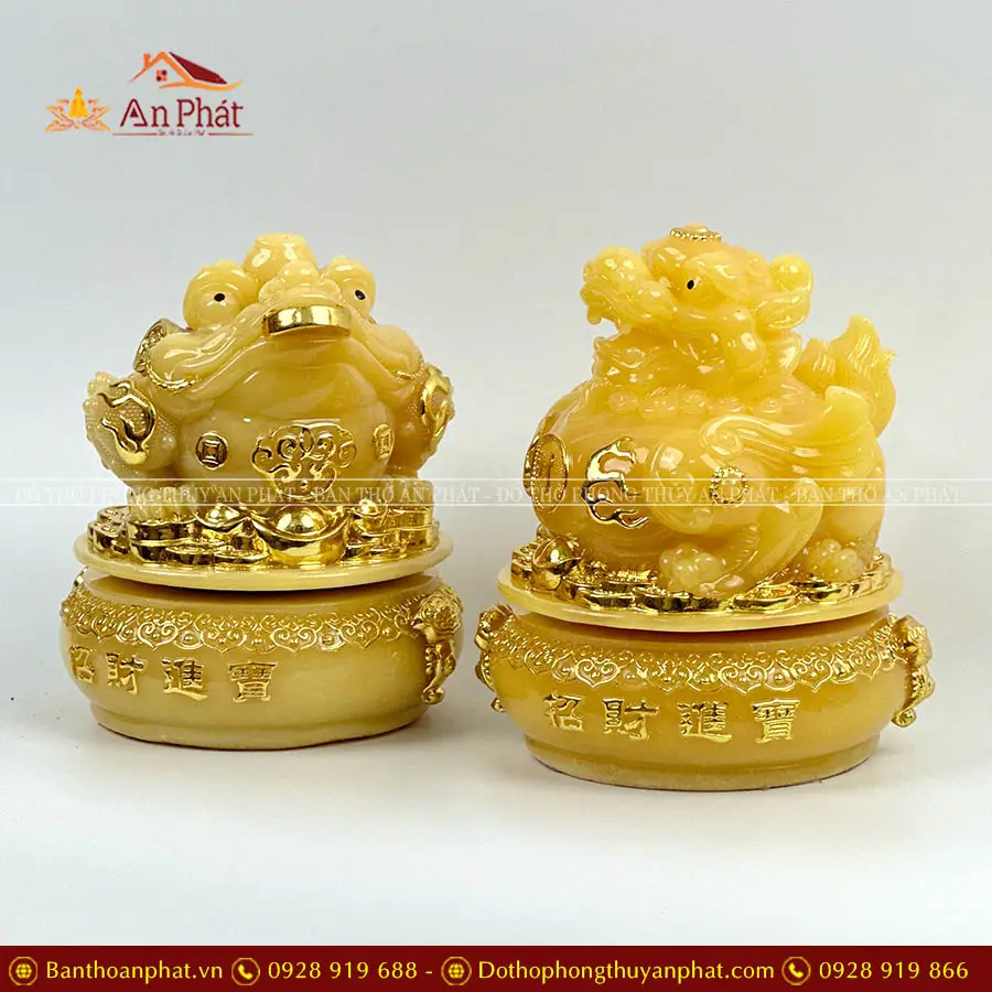 Thiềm Thừ phong thủy thạch anh vàng gốm sứ.