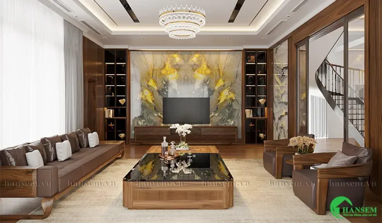 Ý nghĩa hình chữ nhật cân bằng trong phong thủy không gian 6 Phòng khách ấm cúng, nội thất chữ nhật hài hòa, cân đối.