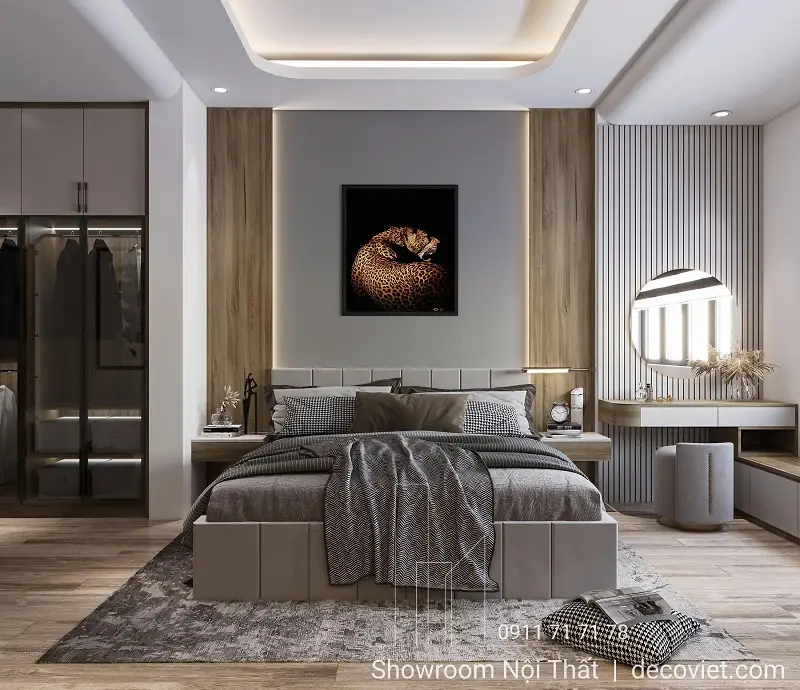 Kiêng kỵ gương đối diện giường: Hóa giải để an lành và thịnh vượng 7 Phòng ngủ gọn gàng: Gương ẩn tinh tế trong tủ.