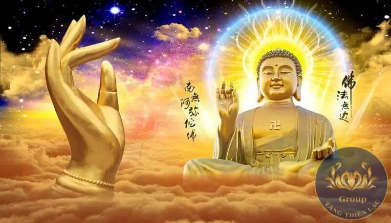 Giải Mã Giấc Mơ Nằm Thấy Phật Trên Trời: Điềm Báo Và Hướng Hoá Giải 4 Phật lớn trên mây, hào quang nhẹ nhàng