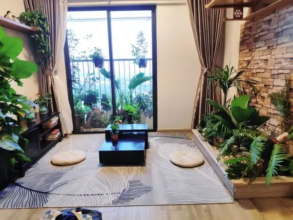Bố trí nội thất phong thủy cùng cây xanh.