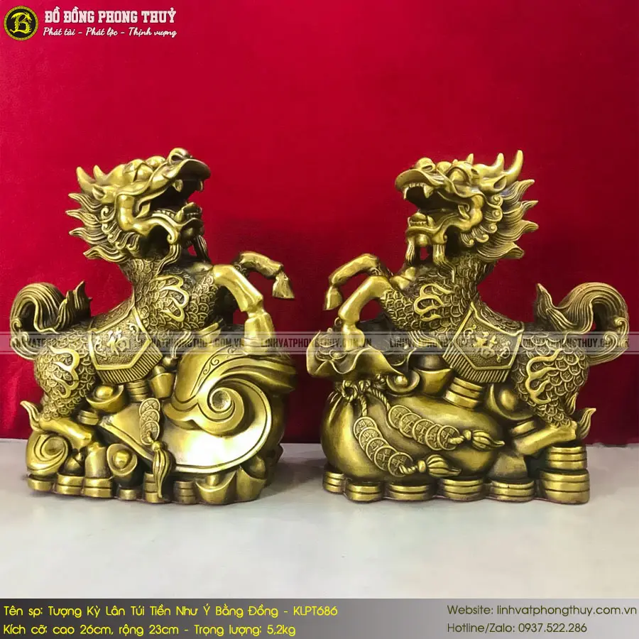 Cặp Kỳ Lân đồng trấn cổng nhà