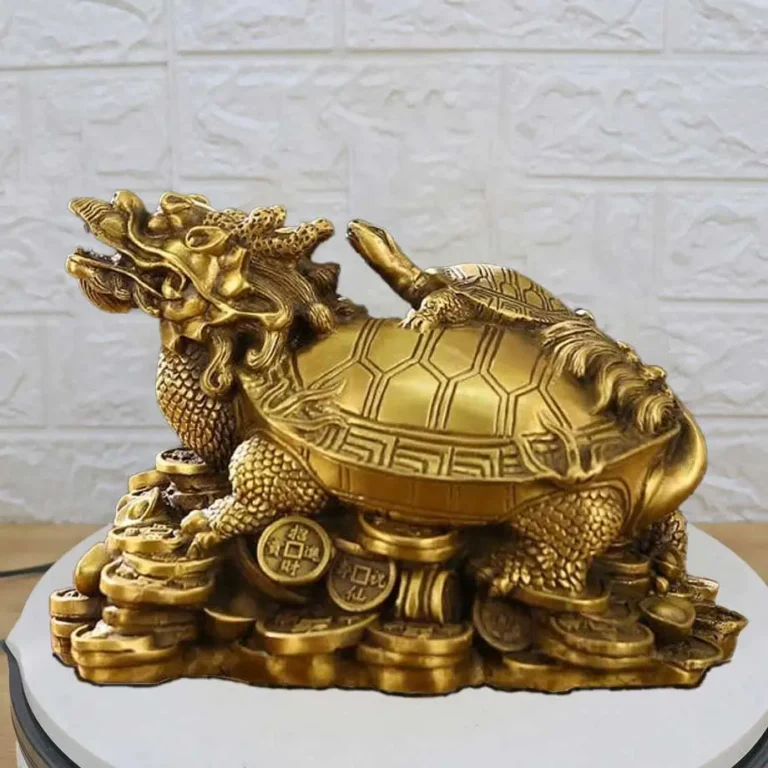 Tượng Long Quy đầu rồng thân rùa đạp tiền vàng