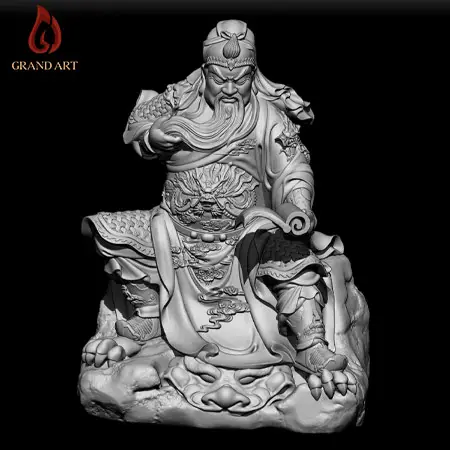 Tượng Quan Công đọc sách trên bàn làm việc