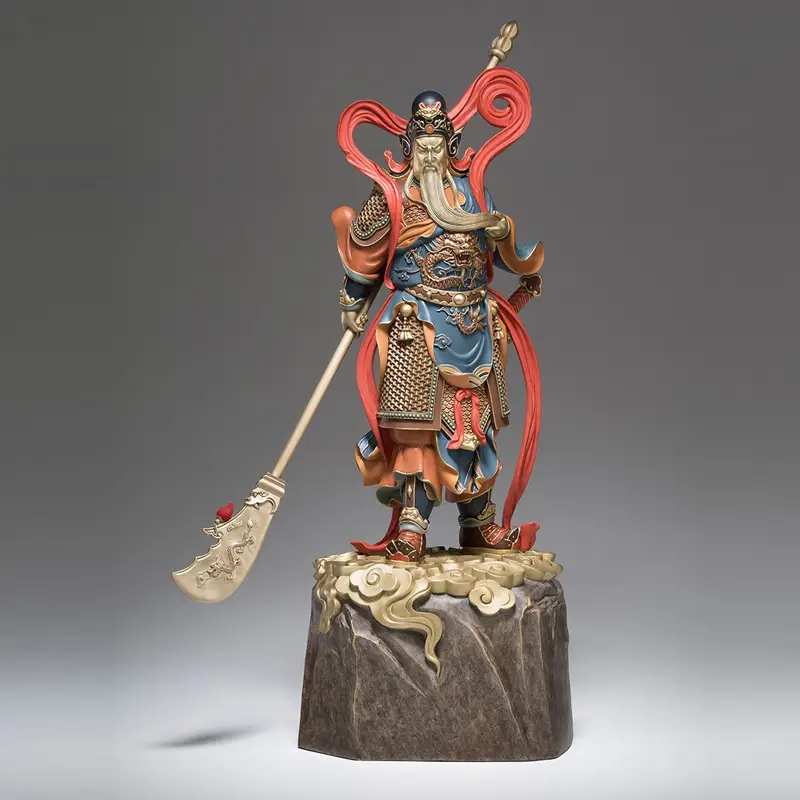 Giải Mã Ý Nghĩa Quan Công Cầm Đao Trong Phong Thủy Chính Phái 4 Tượng Quan Công uy nghiêm cầm Thanh Long Yển Nguyệt Đao.