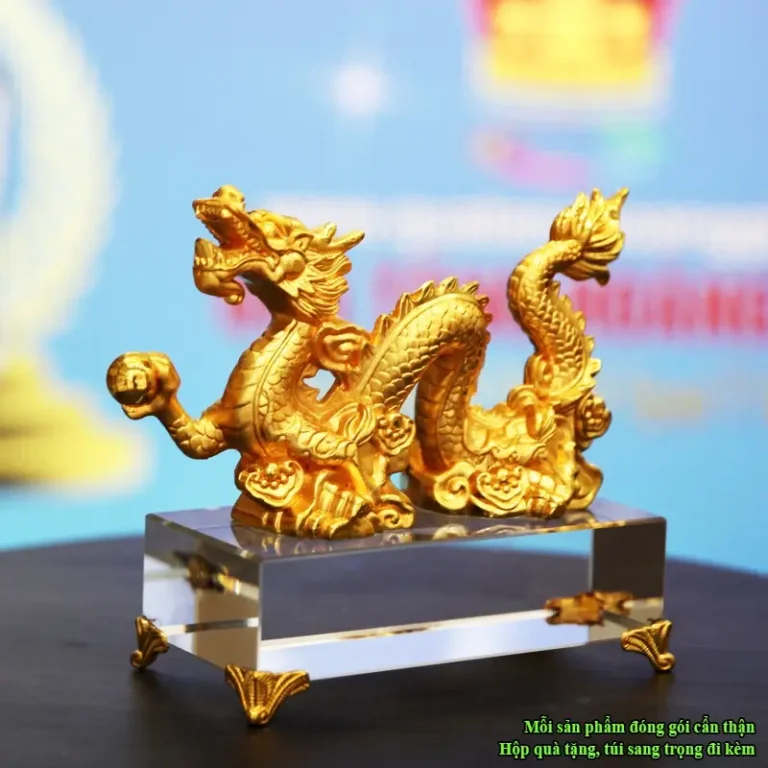 Tượng rồng phong thủy trang trí bàn làm việc hiện đại.