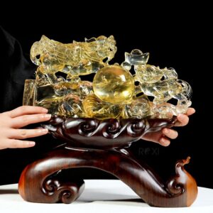 Tượng Tỳ Hưu thạch anh vàng phong thủy tài lộc.