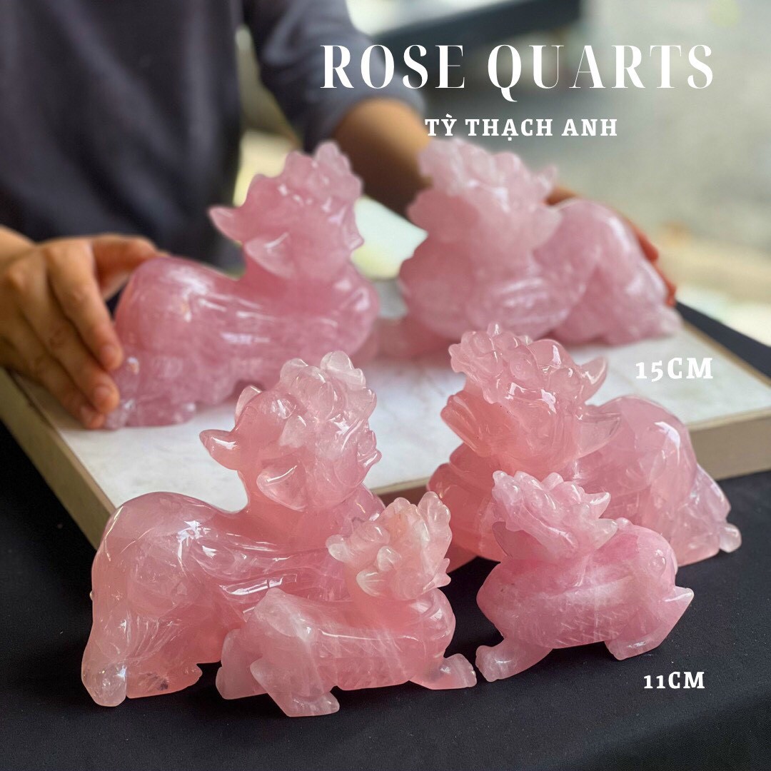 Tỳ Hưu thạch anh hồng mềm mại an lành