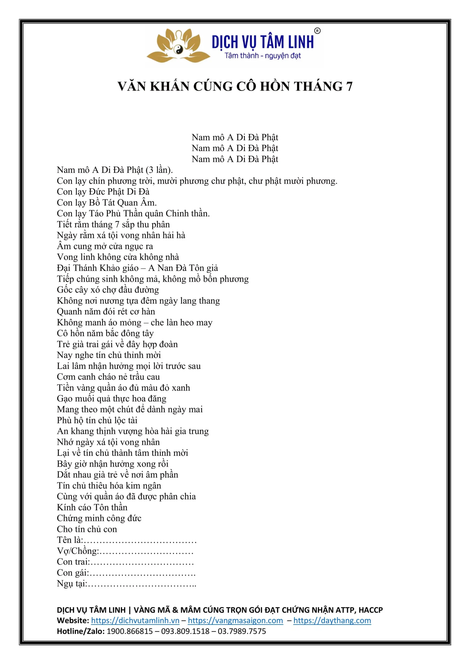 Gia chủ thành tâm đọc văn khấn mâm cúng.