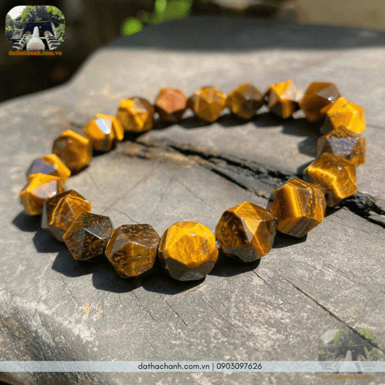 Vòng đá phong thủy Thổ vàng nâu, năng lượng tương sinh.