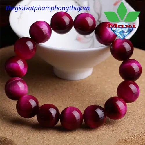 Vòng tay đá phong thủy đỏ hồng tím