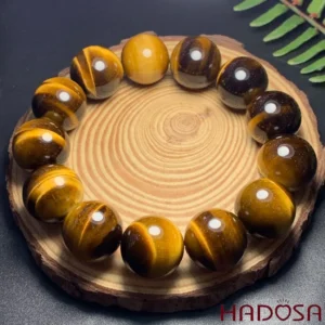 Vòng đá mắt hổ vàng nâu phong thủy