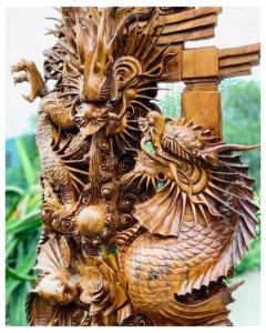 Cửu Ngư Vượt Vũ Môn: Tranh Gỗ Ngọc Phong Thủy