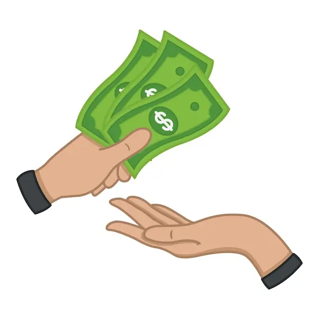 Bàn tay cho nhận tiền lẻ.