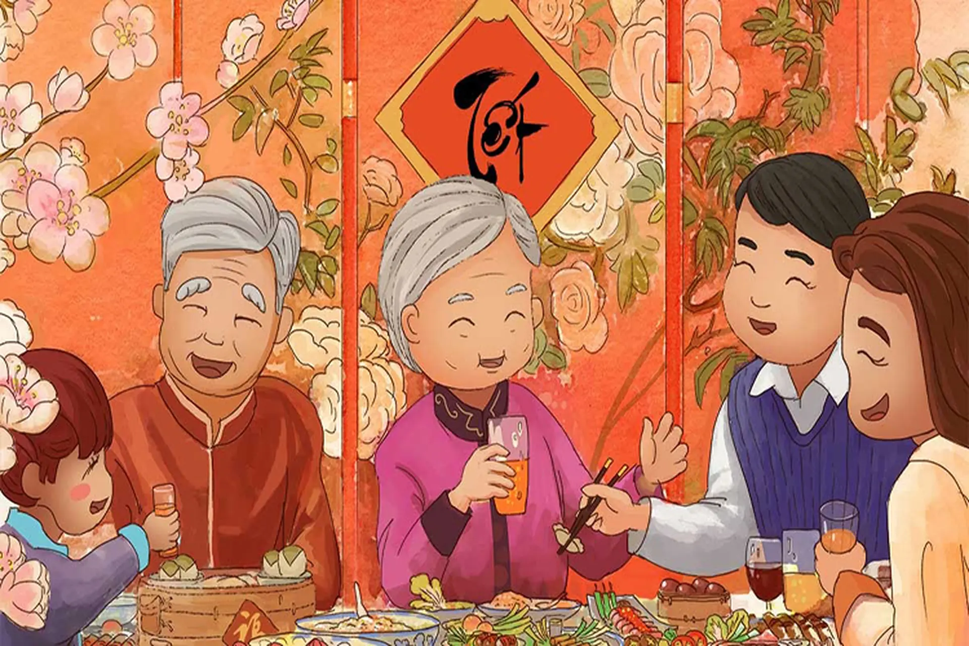 Gia đình sum vầy an yên, thịnh vượng hạnh phúc.