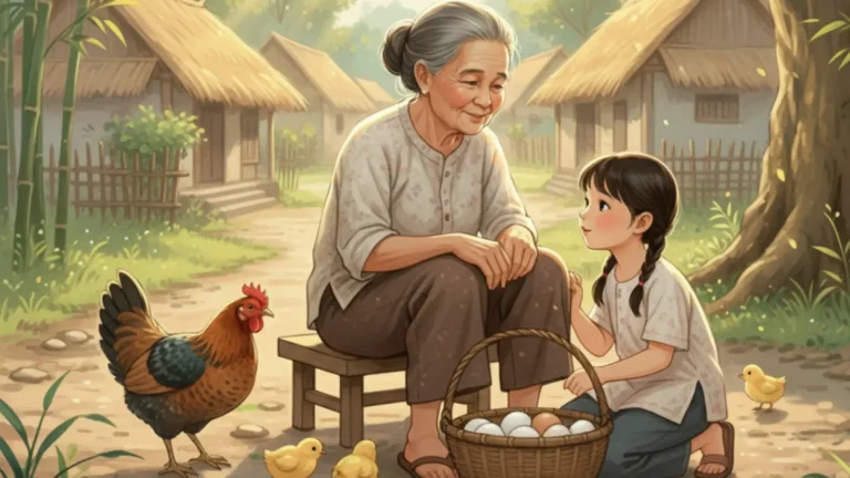 Người lắng nghe tiếng gà con chăm chú.