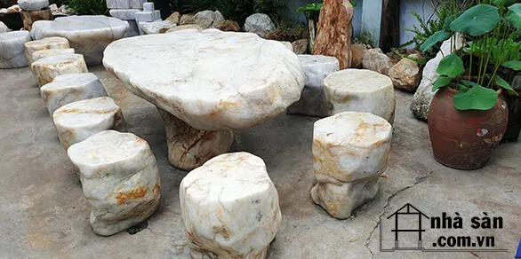 Bàn ghế sạp Đá Thạch Anh Trắng
