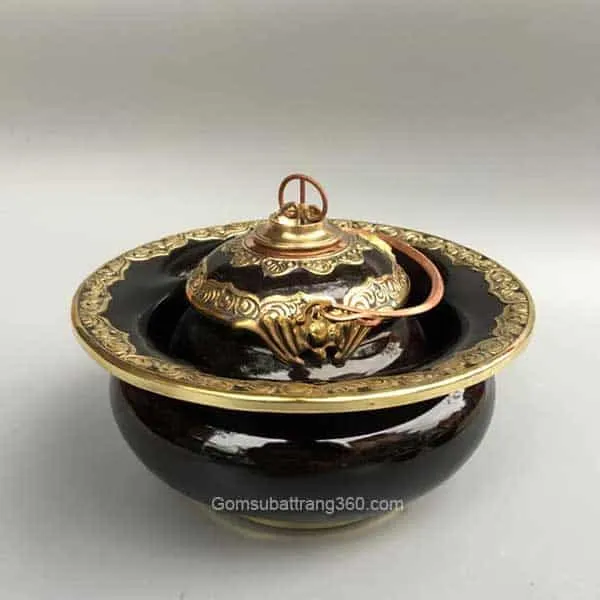 Bát Điếu Men Hoả Biến Đen Cao Cấp