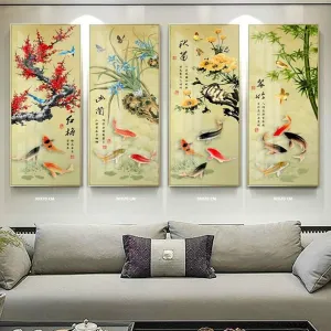 Bộ tranh tứ quý cửu ngư mang lại sự đổi mới cho phong cách nội thất