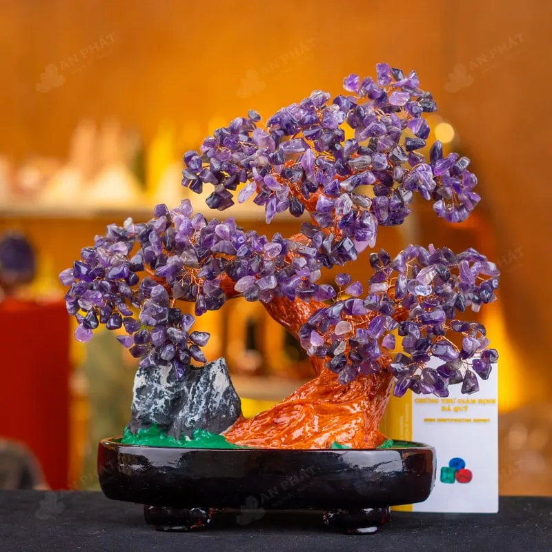 Cây tài lộc đá phong thủy thạch anh tím