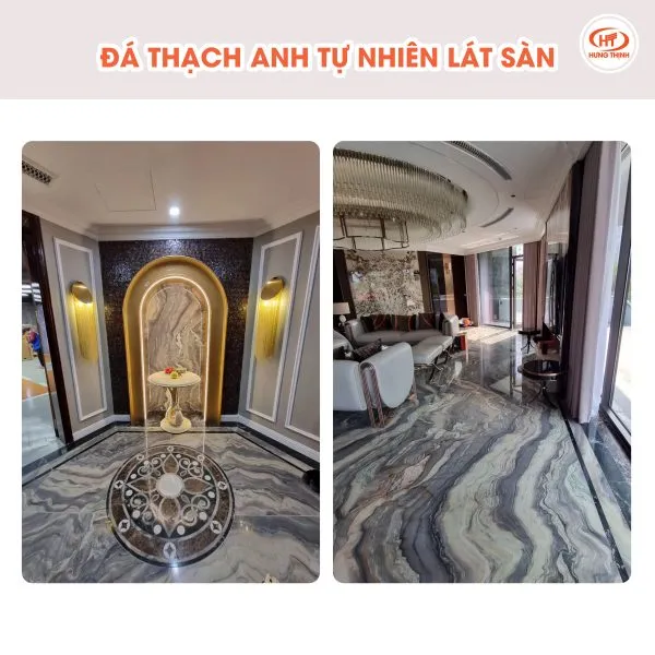 Đá Thạch Anh Explassion Blue lát sàn giúp tăng thêm sự đẳng cấp sang trọng cho không gian