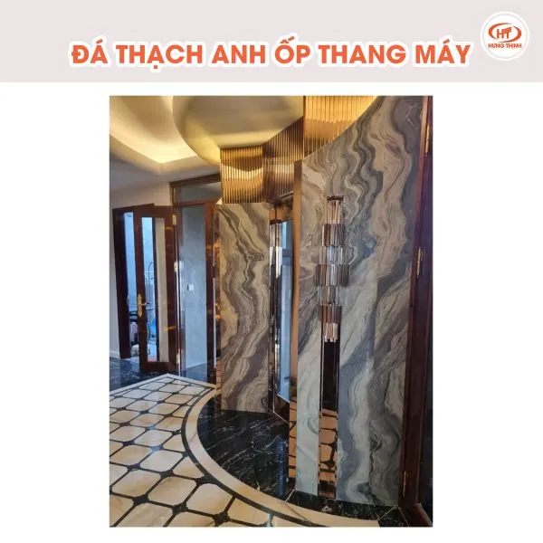 Đá Thạch Anh Explassion Blue ốp thang máy