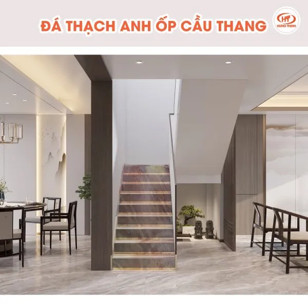 Đá Sur Real ốp cầu thang mang lại vẻ đẹp cuốn hút bắt mắt