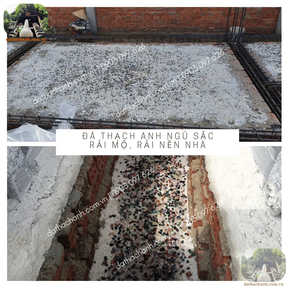 Đá thạch anh ngũ sắc rải mộ, rải nền nhà