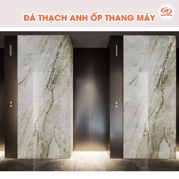 Đá Thạch Anh ốp thang máy White Pearl
