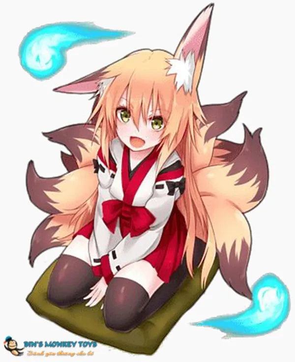 Hình vẽ hồ ly 9 đuôi anime mang vẻ đẹp cuốn hút.