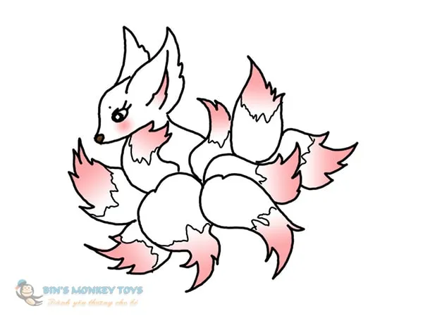 Hình vẽ hồ ly 9 đuôi anime thể hiện sự mạnh mẽ.