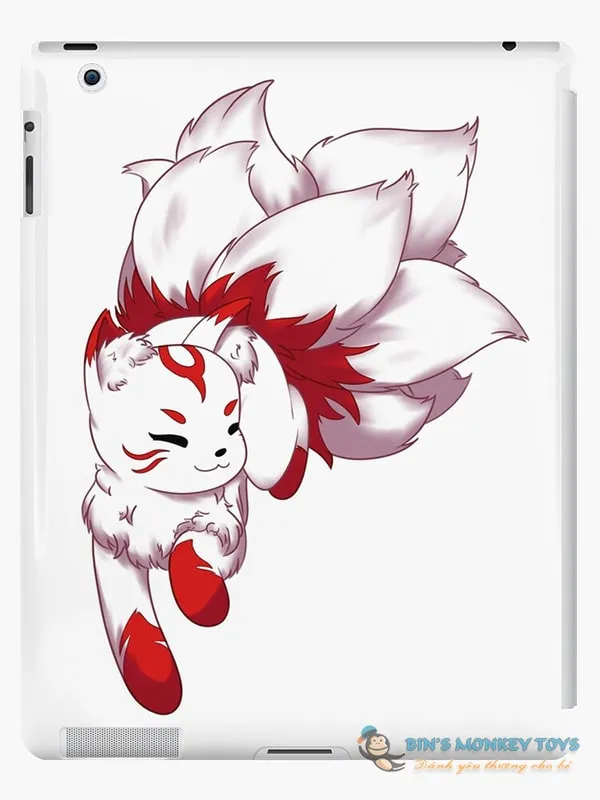 Hình vẽ hồ ly 9 đuôi anime thể hiện sự dễ thương.