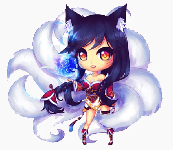 Hình vẽ hồ ly 9 đuôi anime thể hiện sự uyển chuyển.