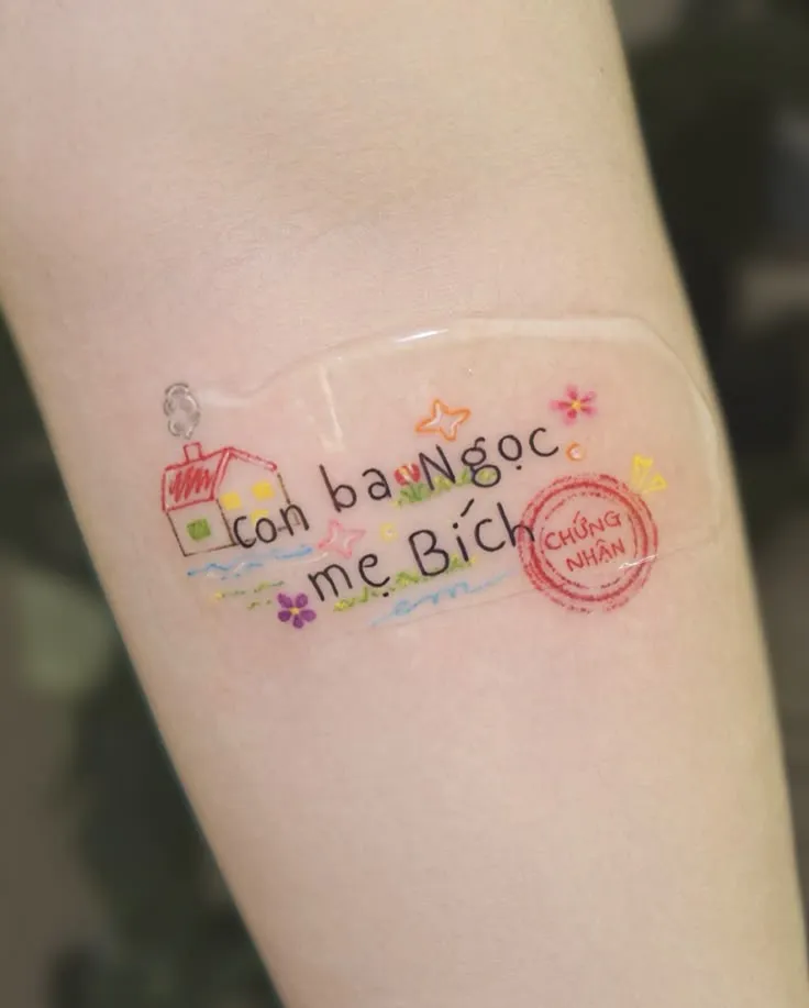 Mẫu hình xăm chứng nhận con của ba mẹ vô cùng ý nghĩa và độc đáo