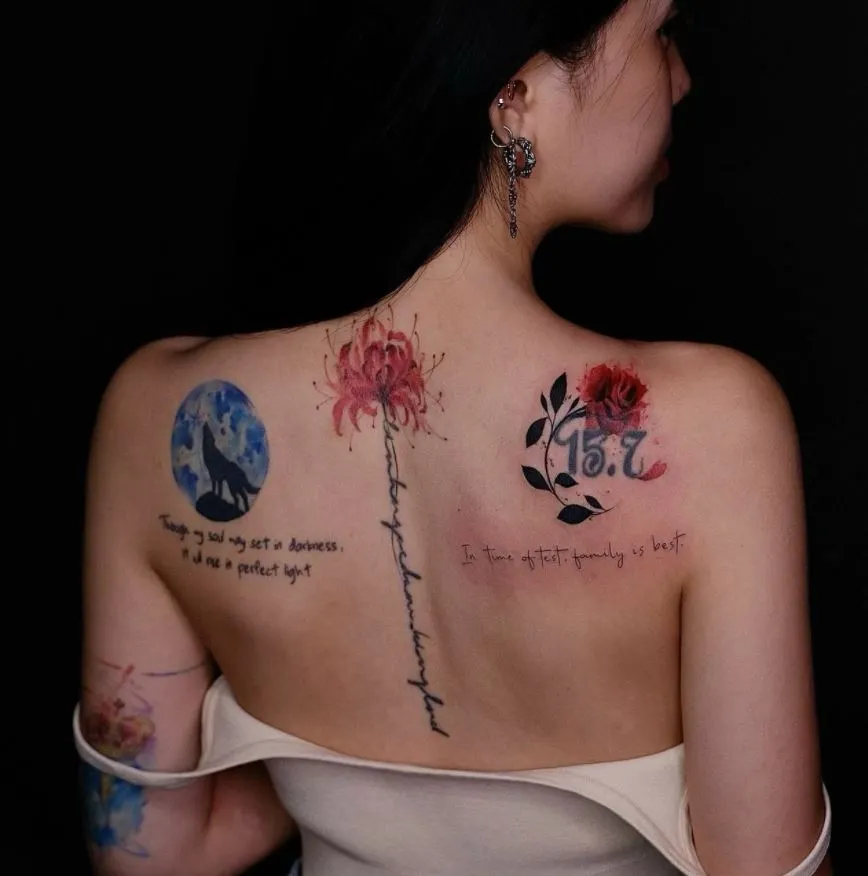 Hình xăm hoa bỉ ngạn của LINH NGỌC ĐÀM