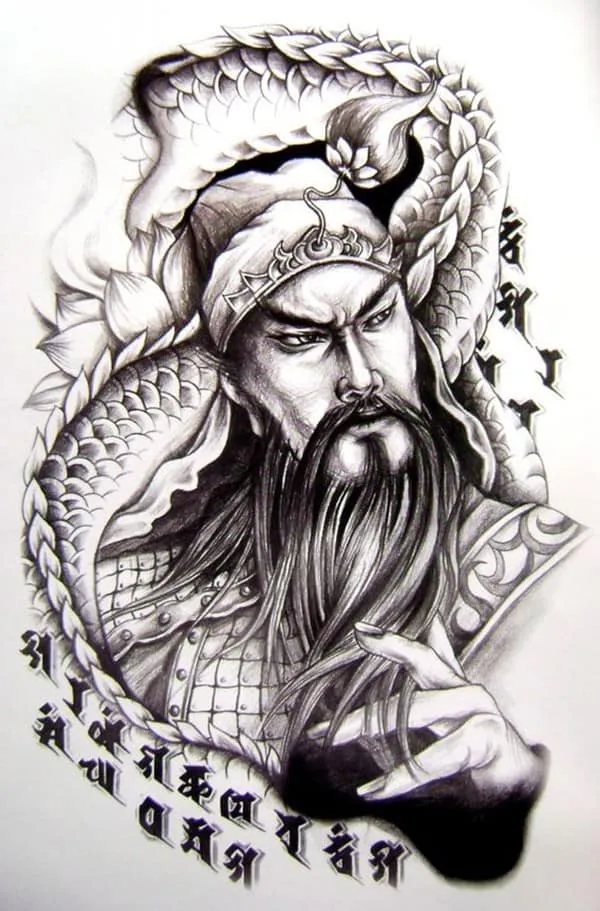 Hình xăm Quan Công họa tiết rồng