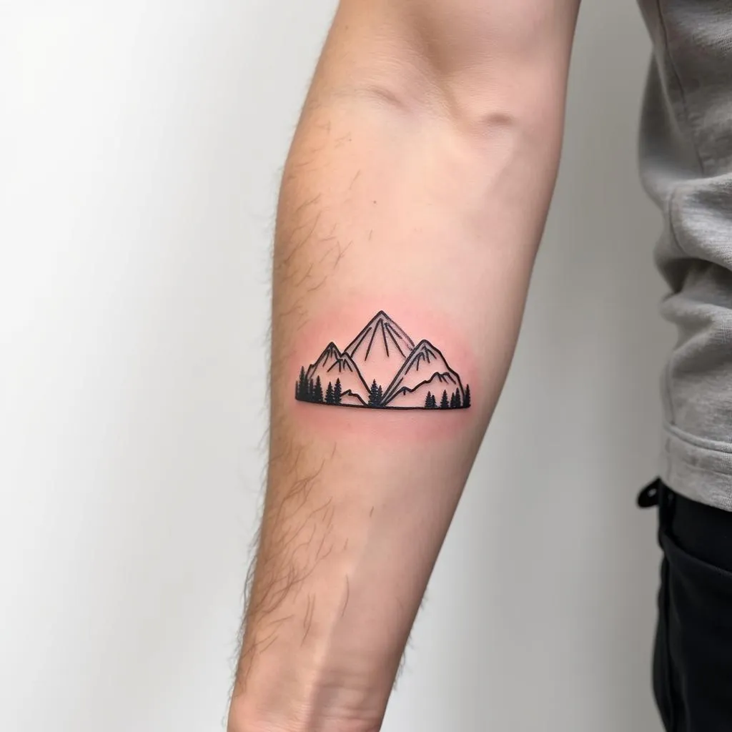 Alt text mô tả hình xăm tối giản đường nét tinh tế nam